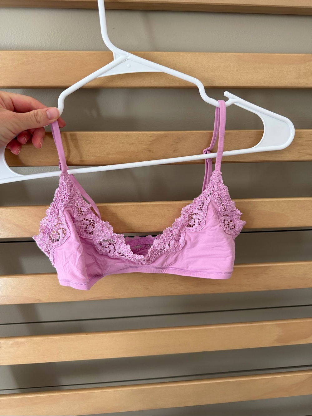 SKIMS Fits Everybody Lace-Trim Scoop Bralette in Light Pink, XS